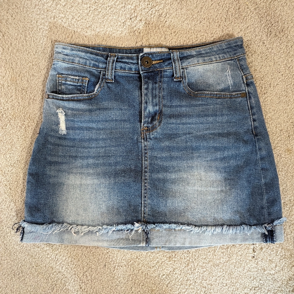 Denim, Jean skirt, Size 1, Distressed, Gogo Jeans USA, EUC.